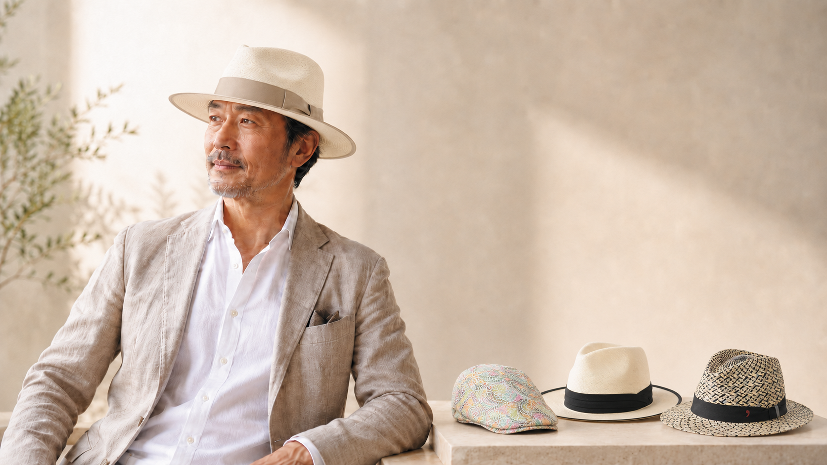 上質な帽子を楽しむ大人の男性